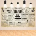 Toile de fond photo anniversaire vintage 1956 thème journal décoration de fête - Style Année 1956 (SBJ-004) / 95x75cm