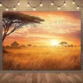 Professional African savanna sunset photography backdrop for nature style home decor - Natural Landscape Style (SBJ-001) / 95x75cm