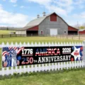 Patriotic outdoor banner for US 250th anniversary celebration in black and red colors - 250th Anniversary Celebration Style (SHF-009) / 30x120cm (with Rope) Pack / Black