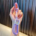 Violetter geflochtener Schlüsselanhänger mit Karabiner für Taschen und Schlüssel - Lila