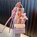 Llavero de mini bolso de PU rosa con colgante de perro globo para mochila 85 chars - Rosa