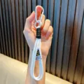 Portachiavi minimalista in corda intrecciata bianca e nera con moschettone bianco - Bianco