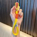 Portachiavi in corda intrecciata giallo brillante con moschettone per borse - Giallo