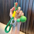 Premium green basketball and golf themed keychain with woven strap and metal club charm - Green