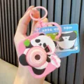 Cute pink panda projection camera keychain with light function for bag decoration and gift - Panda Camera / Pink