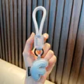Light blue PU leather alphabet keychain featuring letter F for bags and car keys - Letter F