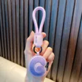 Premium purple PU leather alphabet letter G keychain accessory with a woven wrist strap - Letter G