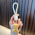 High-quality PU leather initial 'I' keychain charm for bags in yellow and white finish - Letter I