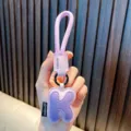 Premium purple leather letter K keychain pendant for bags and car keys accessory - Letter K