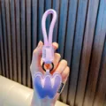 Stylish purple PU leather alphabet W keychain with braided strap for bags and car keys - Letter W