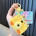 Adorable yellow monster-shaped projection camera keychain with cartoon card charm - Monster Camera / Yellow