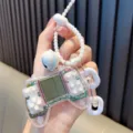 Retro mini Tetris handheld game console keychain with transparent case for kids gift - Clear White