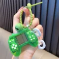 Mini retro Tetris handheld game console keychain in green translucent plastic finish - Transparent Green