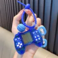 Miniature blue transparent retro Tetris game console handheld keychain toy for children - Transparent Blue