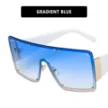 Oversized shield sunglasses featuring gradient blue lens and white quilted temples - White Quilted Temple (8003) / Gradient Blue