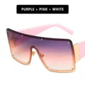 Oversized shield sunglasses with trendy purple and pink gradient lens for outdoor style - Pink Quilted Temple (8003) / Purple Pink White Gradient