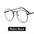 Montatura per occhiali rotonda retrò in metallo nero opaco per un look vintage - Matte Black