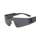 Punk style oversized shield sunglasses with black frame and black lenses - Black Frame / Black Lens