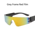 Fashionable rimless punk sports sunglasses with grey frame and red mirrored lens - Grey Frame Red Coating