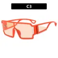 Gafas de sol vintage oversize de moda con diseño calado lateral para hombres con estilo. - Montura naranja y té claro