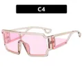 Gafas de sol cuadradas grandes, lentes rosas, montura traslúcida, variante C4. - Té gris y lentes rosas