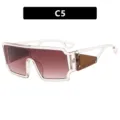 Oversized Square Clear Frame Gradient Sunglasses Variant C5 for Men Fashion Trendy - Champagne