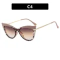 Cat-eye glasses frame with pink brown and tortoiseshell pattern, variant C4 metal arm - Tortoise Gray Yellow