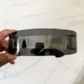 Futuristic black integrated oversized visor sunglasses for disco and party events - Black Coated