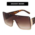 Oversized square fashion sunglasses featuring gradient brown lenses and chic tortoise frames - Gradient Brown