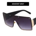 Fashionable oversized shield sunglasses featuring gradient gray lenses and studded frame details - Gradient Grey