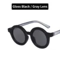 Occhiali da sole rotondi per bambini con montatura nero lucido e lenti grigie UV 400 - Nero Lucido Lenti Grigie (12005) / Nero lucido