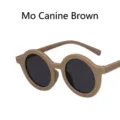 Children's stylish round frame sunglasses in matte brown with protective dark lenses - Pug Brown