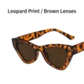 Stylish cat-eye sunglasses with vintage leopard print frame and brown tea lenses - Leopard Print Frame Tea Lens / Metal Hinge