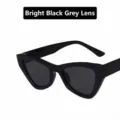 Retro trendy cat eye sunglasses for women featuring bright black frame and gray lenses - Glossy Black Gray Lens / Metal Hinge