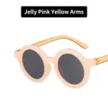 Gafas de sol redondas para niños con montura rosa gelatina y patillas amarillas de moda - Rosa Gelatina