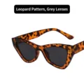 Stylish leopard print cat eye sunglasses for women with smoke grey lenses SKU view - Leopard Gray Lens / Metal Hinge