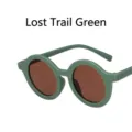 Cute round frame children's sunglasses in maze green for baby sun protection and style - Sage Green