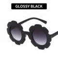 Cute sunflower shaped UV protection sunglasses for kids and toddlers, glossy black - Bright Black