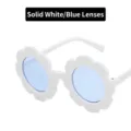 Cute white flower-shaped kids sunglasses with light blue lenses - White Frame Blue Lens