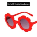 Stylish red flower-shaped sunglasses for children with protective gray double lenses - Bright Red Grey Gradient