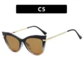 Premium cat-eye anti-blue light glasses with gradient frame and gold metal temples - Black Tea Gradient Tea Lenses