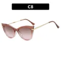 Elegant cat-eye glasses frame C8 with gradient lenses and gold-toned metal temples - Transparent Tea Pink