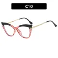 Cat-eye anti-blue light glasses frame with black and red patterned finish, model C10 - Black Clear