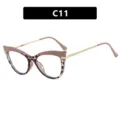 Stylish brown and leopard cat-eye glasses with metal temples and anti-blue light lenses - Tortoise Clear