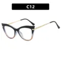 C12 cat-eye anti-blue light glasses with a stylish black and brown gradient frame - Black Tea Clear