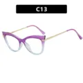 Stylish cat-eye blue light blocking glasses frame with purple and cyan gradient finish - Transparent Purple Blue Clear