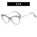 Elegant cat-eye blue light blocking glasses with grey and pink gradient frames C14 - Transparent Gray Pink Clear