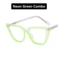 Stylische neongrüne und transparente Katzenaugen-Brillenfassung mit Blaulichtfilter - Cat-Eye Anti-Blaulicht-Stil / Fluoreszierendes Grün