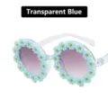 Cute children's daisy flower sunglasses for girls in a stylish transparent blue finish - Transparent Blue