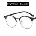 Klassiek rond half-omrand brilmontuur van TR90 in glanzend zwart en gunmetal. - Glanzend Zwart - Gunmetal